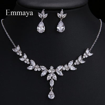 Emmaya Seturi de bijuterii rafinate clasice pentru femei Accesorii pentru petreceri de nunta Cercei cu zirconiu cubic și colier Cadou Ofertă caldă