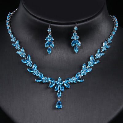 Emmaya Seturi de bijuterii rafinate clasice pentru femei Accesorii pentru petreceri de nunta Cercei cu zirconiu cubic și colier Cadou Ofertă caldă