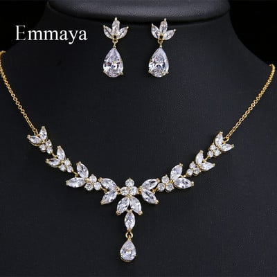 Emmaya Seturi de bijuterii rafinate clasice pentru femei Accesorii pentru petreceri de nunta Cercei cu zirconiu cubic și colier Cadou Ofertă caldă