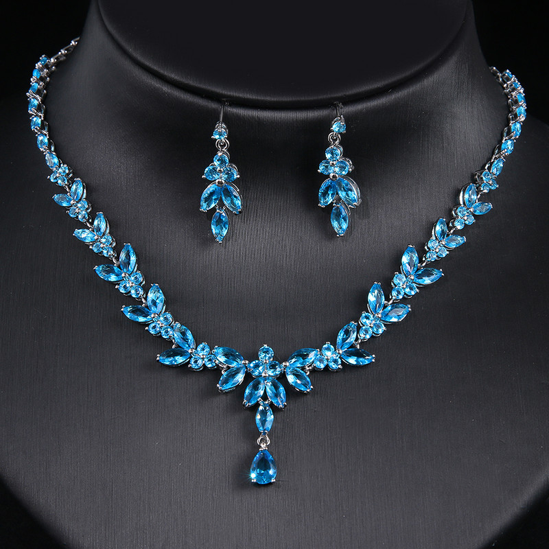 Emmaya Seturi de bijuterii rafinate clasice pentru femei Accesorii pentru petreceri de nunta Cercei cu zirconiu cubic și colier Cadou Ofertă caldă