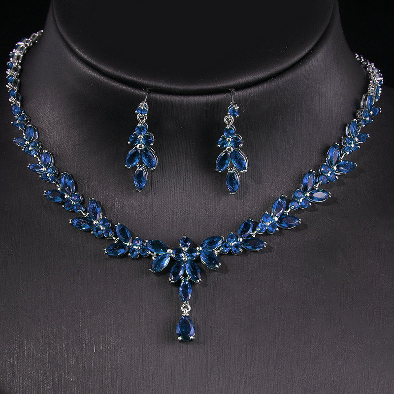 Emmaya Seturi de bijuterii rafinate clasice pentru femei Accesorii pentru petreceri de nunta Cercei cu zirconiu cubic și colier Cadou Ofertă caldă