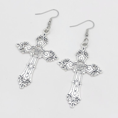 Viseće naušnice s velikim križem za žene, korejski, trendi, punk, gotički, vintage, izraziti modni nakit, dodaci u stilu steampunk