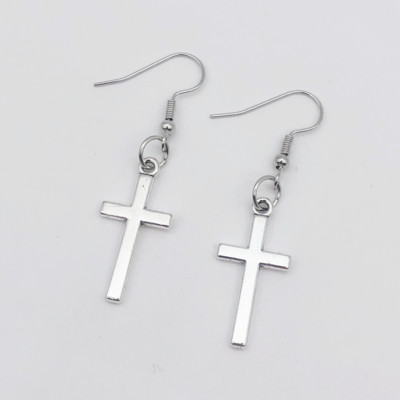 Viseće naušnice s velikim križem za žene, korejski, trendi, punk, gotički, vintage, izraziti modni nakit, dodaci u stilu steampunk