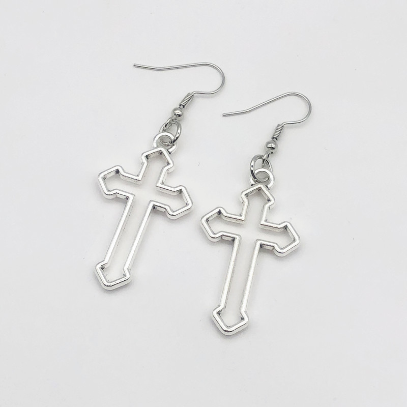 Viseće naušnice s velikim križem za žene, korejski, trendi, punk, gotički, vintage, izraziti modni nakit, dodaci u stilu steampunk