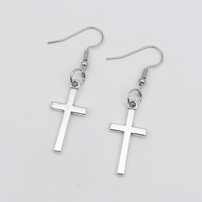 Viseće naušnice s velikim križem za žene, korejski, trendi, punk, gotički, vintage, izraziti modni nakit, dodaci u stilu steampunk