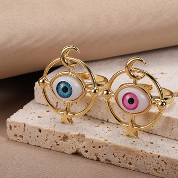 Vintage πολύχρωμο Evil Eyes Love Heart Ring For Women Gold Χρώμα Turkish Star Moon Ring Finger φθηνά είδη νέα σε χριστουγεννιάτικα δώρα