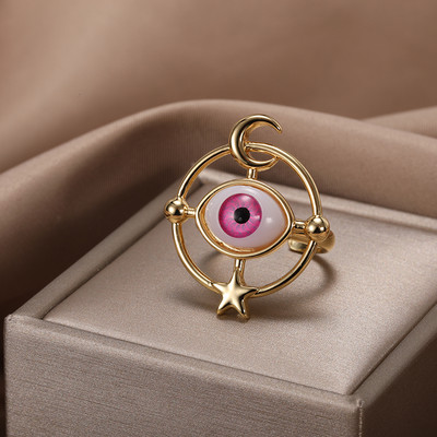 Vintage Šarene zle oči Ljubavni prsten u obliku srca za žene Zlatna boja Turska zvijezda Mjesec prstenjak jeftini artikli novo u božićnim darovima
