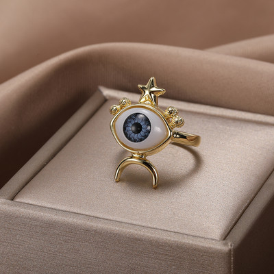 Vintage Šarene zle oči Ljubavni prsten u obliku srca za žene Zlatna boja Turska zvijezda Mjesec prstenjak jeftini artikli novo u božićnim darovima