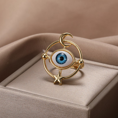 Vintage Šarene zle oči Ljubavni prsten u obliku srca za žene Zlatna boja Turska zvijezda Mjesec prstenjak jeftini artikli novo u božićnim darovima