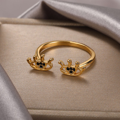 Vintage Šarene zle oči Ljubavni prsten u obliku srca za žene Zlatna boja Turska zvijezda Mjesec prstenjak jeftini artikli novo u božićnim darovima