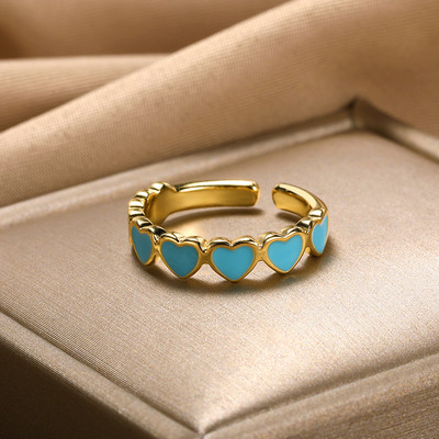 Vintage Šarene zle oči Ljubavni prsten u obliku srca za žene Zlatna boja Turska zvijezda Mjesec prstenjak jeftini artikli novo u božićnim darovima