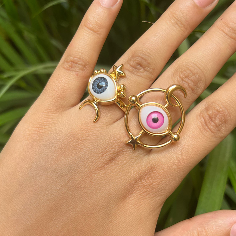 Vintage Šarene zle oči Ljubavni prsten u obliku srca za žene Zlatna boja Turska zvijezda Mjesec prstenjak jeftini artikli novo u božićnim darovima