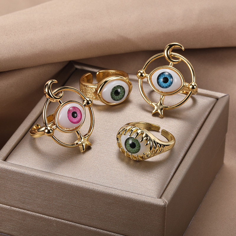 Vintage Šarene zle oči Ljubavni prsten u obliku srca za žene Zlatna boja Turska zvijezda Mjesec prstenjak jeftini artikli novo u božićnim darovima