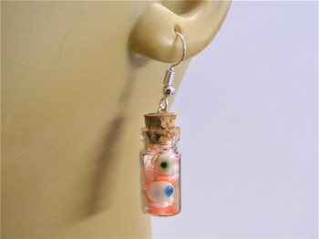 Αποκριάτικα σκουλαρίκια Eyeballs in a Bottle Earrings Μινιατούρα σκουλαρίκια Eyeball Eyeball Bottle of Eyes Halloween Jewelry