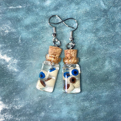 Halloween fülbevaló Szemgolyó egy palackban Fülbevaló Miniatűr üveg Szemgolyó fülbevaló Szemüveg Halloween ékszer