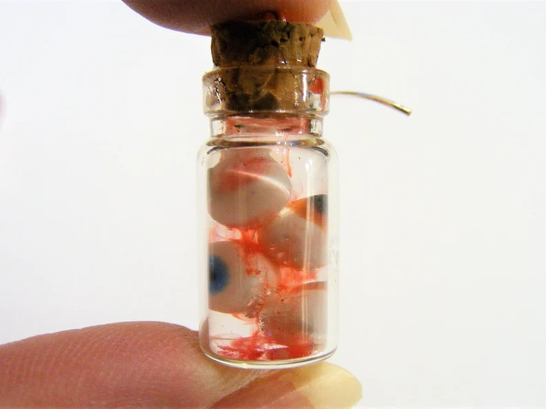 Halloween fülbevaló Szemgolyó egy palackban Fülbevaló Miniatűr üveg Szemgolyó fülbevaló Szemüveg Halloween ékszer