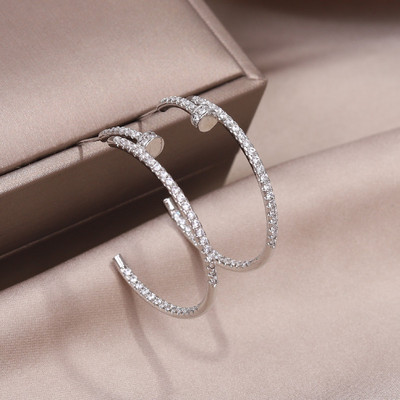 Cercei cu zirconiu AAA, cerc mare, placat cu aur real de 14K, accesorii simple pentru nunta pentru femei eleganti