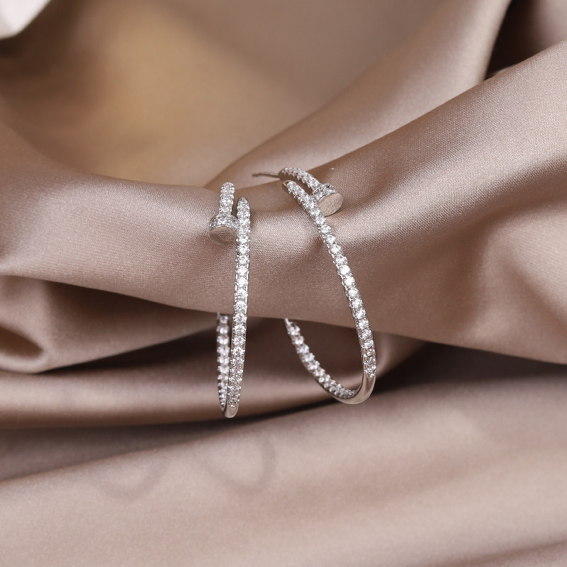 Cercei cu zirconiu AAA, cerc mare, placat cu aur real de 14K, accesorii simple pentru nunta pentru femei eleganti