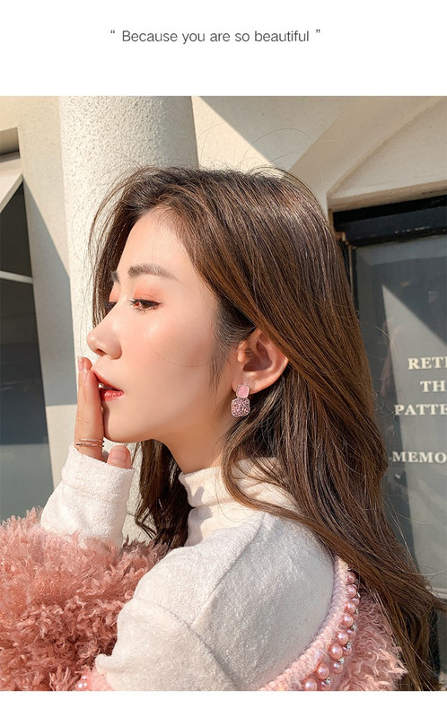 Ac de argint S925 violet retro pătrat stras care picura ulei nou la modă temperament net cercei roșii bijuterii pentru femei Brincos