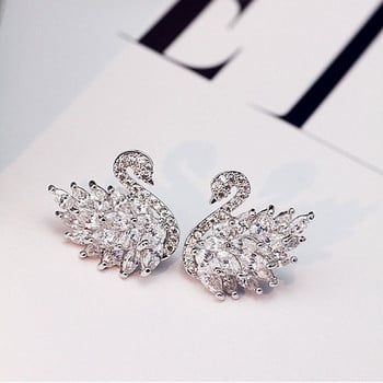 Εκλεκτά Crystal Black Swan Vintage Stud σκουλαρίκια υψηλής ποιότητας Κομψά Prevent Allergy Personality Fashion Γυναικεία σκουλαρίκια