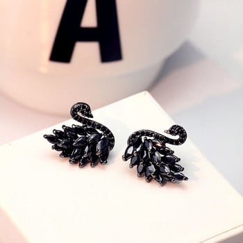 Εκλεκτά Crystal Black Swan Vintage Stud σκουλαρίκια υψηλής ποιότητας Κομψά Prevent Allergy Personality Fashion Γυναικεία σκουλαρίκια