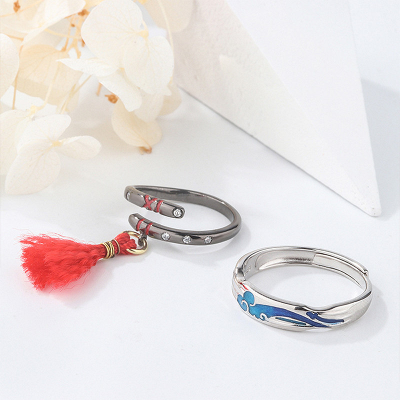 Anime Mo Dao Zu Shi Inel Wei Wuxian Lan Wangji Figura Deget Inel Bijuterii Antichitate Cuplu Inel Cosplay Titan Titan Steel Inel