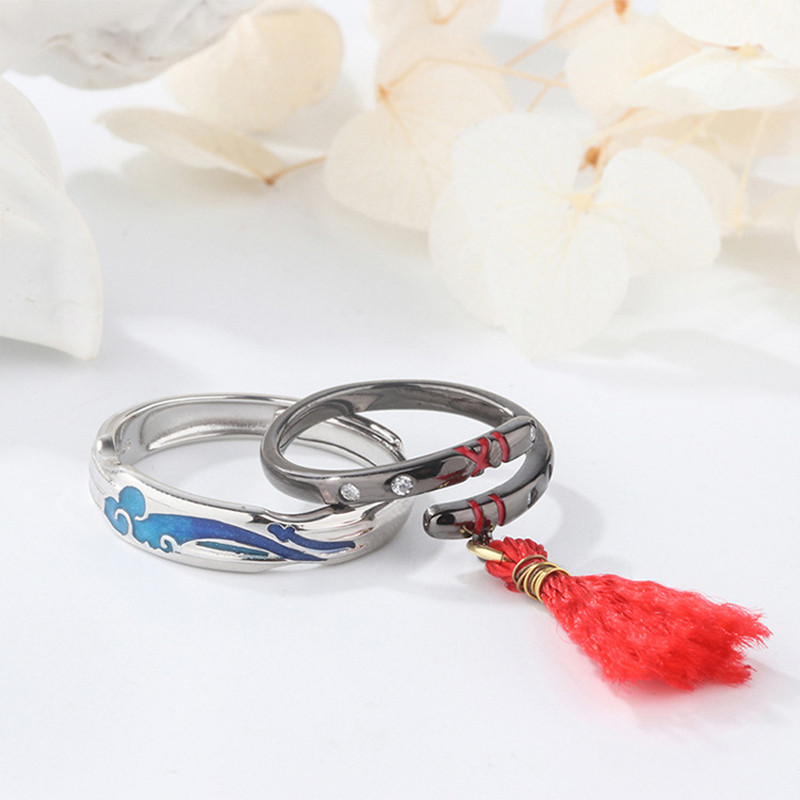 Anime Mo Dao Zu Shi Inel Wei Wuxian Lan Wangji Figura Deget Inel Bijuterii Antichitate Cuplu Inel Cosplay Titan Titan Steel Inel