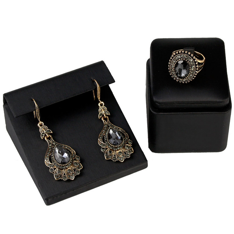 Sunspicems Luxus szürke kristály menyasszonyi fülbevaló női antik arany színű bohém esküvői ékszer szettek török madár ajándék