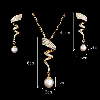 Simulation Pearl Jewelry Set Fashion Χρυσό/Ασημί Χρώμα Γεωμετρικό κρύσταλλο Choker Statement Κολιέ Σκουλαρίκι Γυναικεία κοσμήματα γάμου