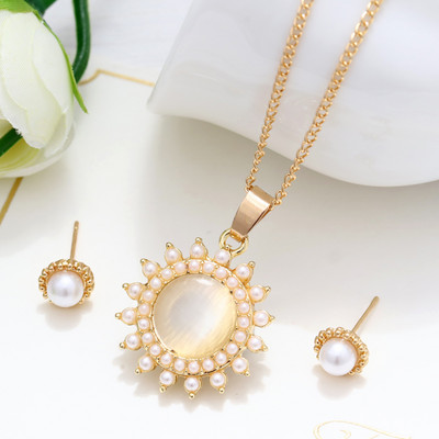 Simulation Pearl Jewelry Set Fashion Χρυσό/Ασημί Χρώμα Γεωμετρικό κρύσταλλο Choker Statement Κολιέ Σκουλαρίκι Γυναικεία κοσμήματα γάμου