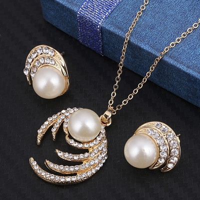 Simulation Pearl Jewelry Set Fashion Χρυσό/Ασημί Χρώμα Γεωμετρικό κρύσταλλο Choker Statement Κολιέ Σκουλαρίκι Γυναικεία κοσμήματα γάμου