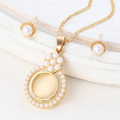 Simulation Pearl Jewelry Set Fashion Χρυσό/Ασημί Χρώμα Γεωμετρικό κρύσταλλο Choker Statement Κολιέ Σκουλαρίκι Γυναικεία κοσμήματα γάμου