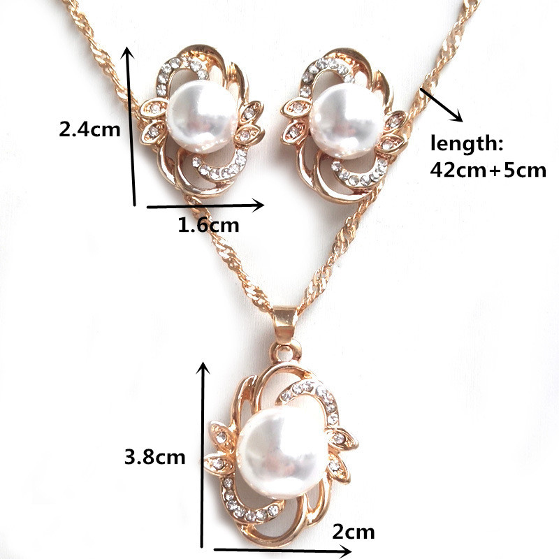 Simulation Pearl Jewelry Set Fashion Χρυσό/Ασημί Χρώμα Γεωμετρικό κρύσταλλο Choker Statement Κολιέ Σκουλαρίκι Γυναικεία κοσμήματα γάμου