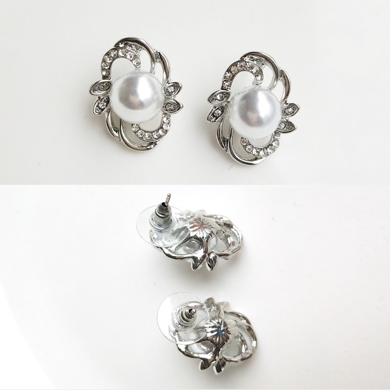 Simulation Pearl Jewelry Set Fashion Χρυσό/Ασημί Χρώμα Γεωμετρικό κρύσταλλο Choker Statement Κολιέ Σκουλαρίκι Γυναικεία κοσμήματα γάμου
