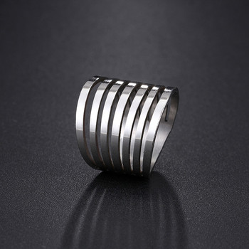 Δαχτυλίδι από ανοξείδωτο ατσάλι 316L Απλό πανκ δίχρωμο κοπής 7 κύκλους αρραβώνων Μόδα κοσμήματα δαχτυλίδια για γυναίκες για ανδρικό πάρτι