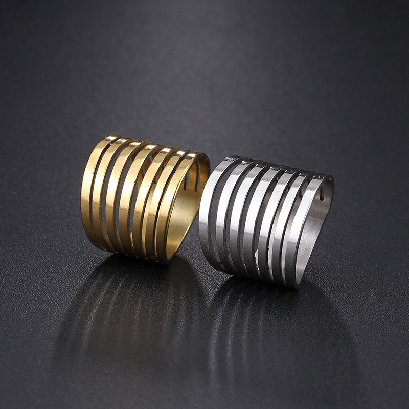 Prsten od nehrđajućeg čelika 316L Jednostavan punk dvobojno rezanje 7 krugova Zaručnički modni nakit Prstenje za žene za muške zabave