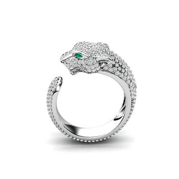 FDLK Моден пълен кристален инкрустиран пръстен с леопард Отваряща се личност Унисекс пръстен Парти бижута Подарък