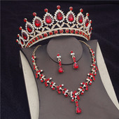 Seturi superbe de bijuterii de mireasă din cristal, la modă, diademe, cercei, coliere, set pentru femei, rochie de mireasă, coroană, coliere, set de cercei