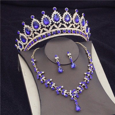 Seturi superbe de bijuterii de mireasă din cristal, la modă, diademe, cercei, coliere, set pentru femei, rochie de mireasă, coroană, coliere, set de cercei