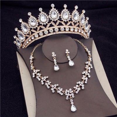 Seturi superbe de bijuterii de mireasă din cristal, la modă, diademe, cercei, coliere, set pentru femei, rochie de mireasă, coroană, coliere, set de cercei