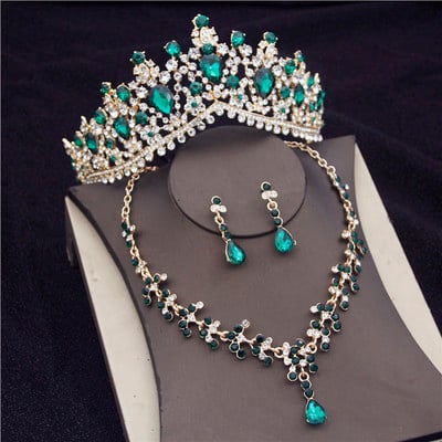 Seturi superbe de bijuterii de mireasă din cristal, la modă, diademe, cercei, coliere, set pentru femei, rochie de mireasă, coroană, coliere, set de cercei