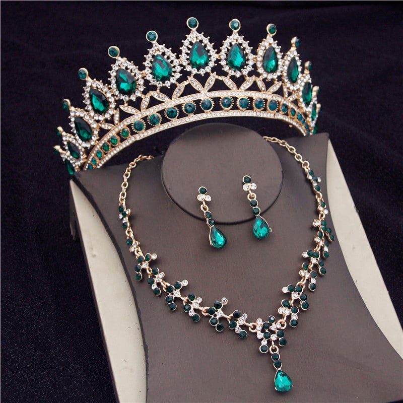 Seturi superbe de bijuterii de mireasă din cristal, la modă, diademe, cercei, coliere, set pentru femei, rochie de mireasă, coroană, coliere, set de cercei