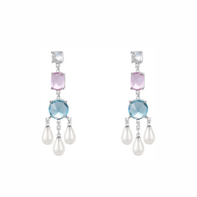 2022, bijuterii noi de vară, culoare simulată, colier cu turmalină, temperament dulce, cu ciucuri lungi, seturi de cercei cu pandantiv de perle pentru femei