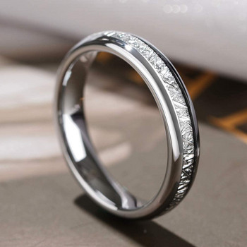Δαχτυλίδι γάμου από καρβίδιο βολφραμίου 4mm 8mm Ασημί Χρώμα γυαλισμένο δαχτυλίδι μετεωρίτη για άνδρες Γυναίκες Δαχτυλίδι δέσμευσης πρότασης κοσμήματος