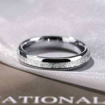 4 мм 8 мм сватбен пръстен от волфрамов карбид сребърен цвят полиран метеоритен пръстен за мъже жени двойка бижута предложение ангажимент пръстен
