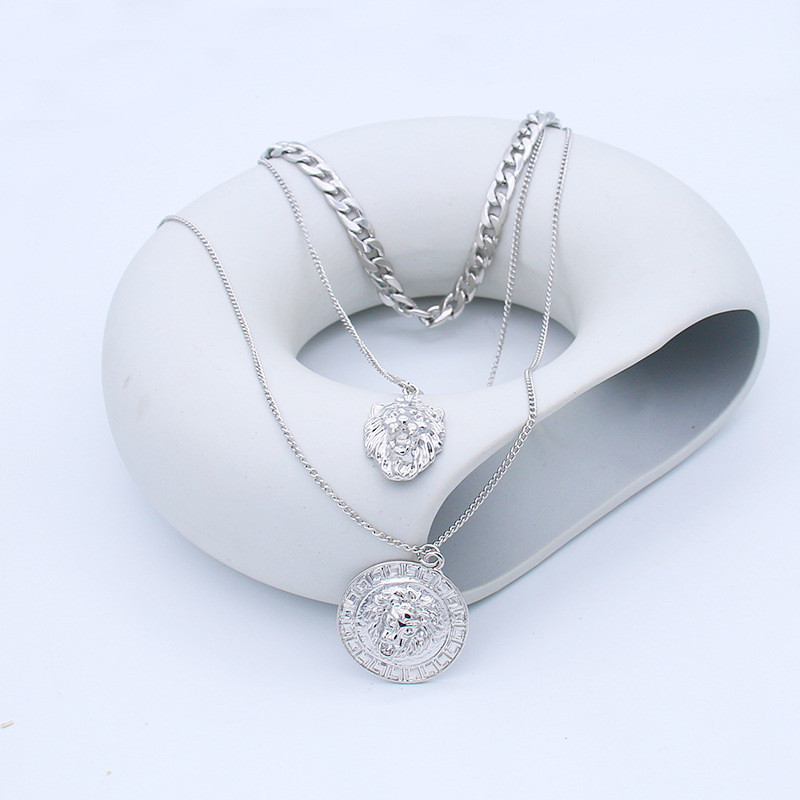 Új Goth Punk Lionhead medál nyaklánc nőknek Férfi Steampunk Emo Animal Chunky lánc nyaklánc nyakörv hosszú pár ékszer ajándék