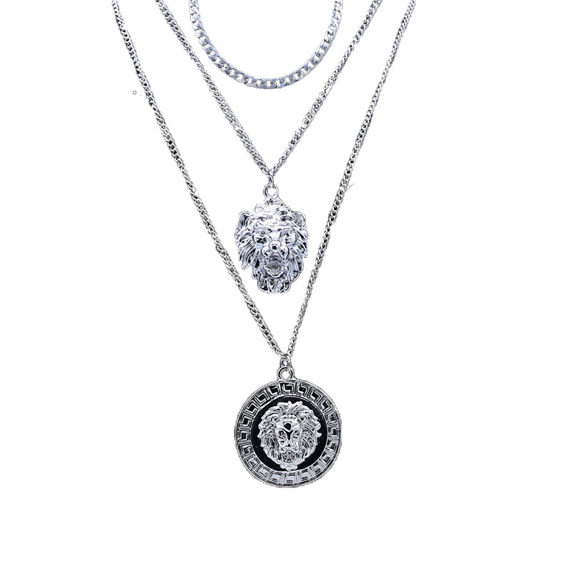 Új Goth Punk Lionhead medál nyaklánc nőknek Férfi Steampunk Emo Animal Chunky lánc nyaklánc nyakörv hosszú pár ékszer ajándék