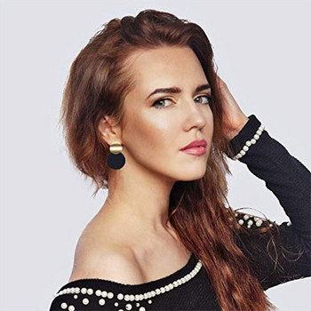 Модерни черни кръгли метални обеци за жени Златен цвят Блестяща гладка капка обеца 2019 Fashion Statement Jewelry Pendientes Bijoux