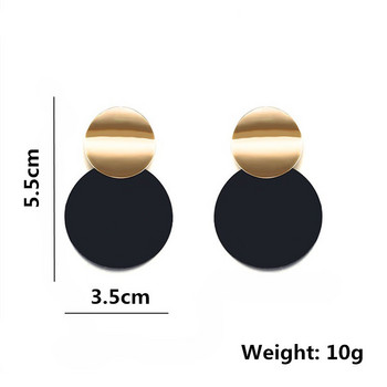 Модерни черни кръгли метални обеци за жени Златен цвят Блестяща гладка капка обеца 2019 Fashion Statement Jewelry Pendientes Bijoux