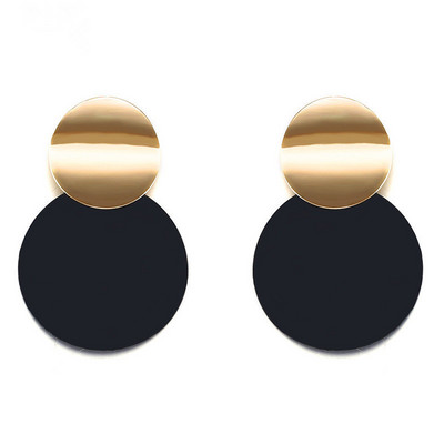 Divatos fekete kerek fém fülbevaló nőknek arany színű fényes, sima csepp fülbevaló 2019 divatnyilatkozat ékszer Pendientes bizsu